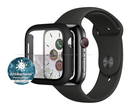 PanzerGlass Apple Watch SE 6 5 4 (44mm) Full Body Protection Cover + Indbygget Skærmbeskyttelse - Sort on Sale