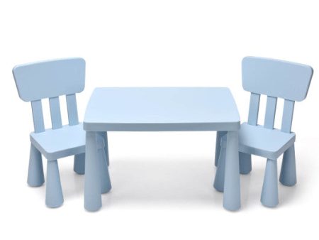 3 Pieces Toddler Multi Activity Play Dining Study Kids Table and Chair Set-Blue Online