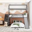 Gray Twin Over Twin PlayHouse Perpendicular Bunk Bed with Slide Sale