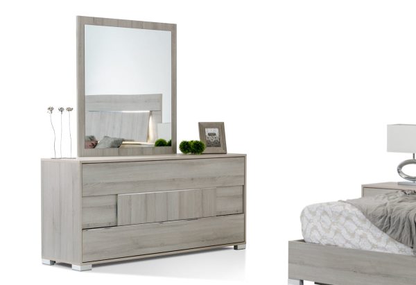 66  Gray Three Drawer Double Dresser For Discount