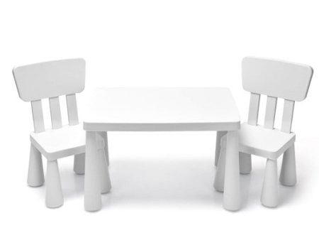 3 Pieces Toddler Multi Activity Play Dining Study Kids Table and Chair Set-White Sale