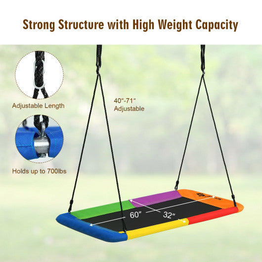 60 Inches Platform Tree Swing Outdoor with  2 Hanging Straps-Multicolor Online Hot Sale