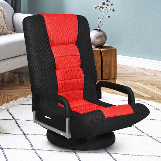 360-Degree Swivel Gaming Floor Chair with Foldable Adjustable Backrest-Red Online Hot Sale