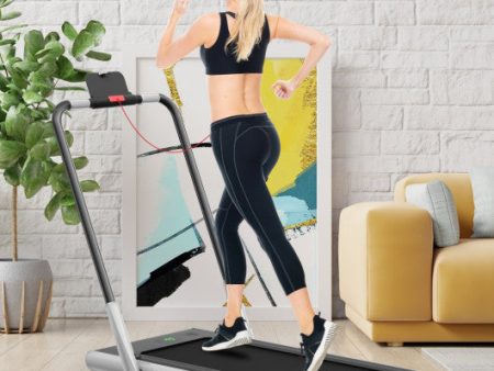 2-in-1 Folding Treadmill with Remote Control and LED Display-Silver on Sale