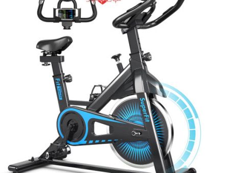 Indoor Silent Belt Drive Adjustable Resistance Cycling Stationary Bike-Blue Fashion