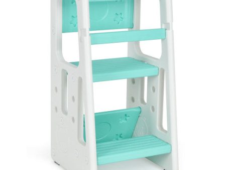 Kids Kitchen Step Stool with Double Safety Rails -Green Online now