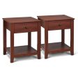 Set of 2 Nightstand with Storage Shelf and Pull Handle For Sale