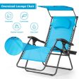 Folding Recliner Lounge Chair with Shade Canopy Cup Holder-Blue Hot on Sale