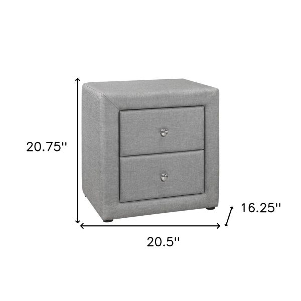 21  Gray Linen Blend Two Drawer Nightstand Cheap