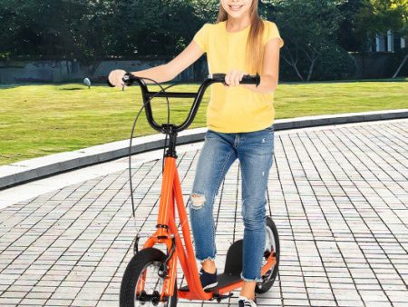 Height Adjustable Kid Kick Scooter with 12 Inch Air Filled Wheel-Orange Hot on Sale