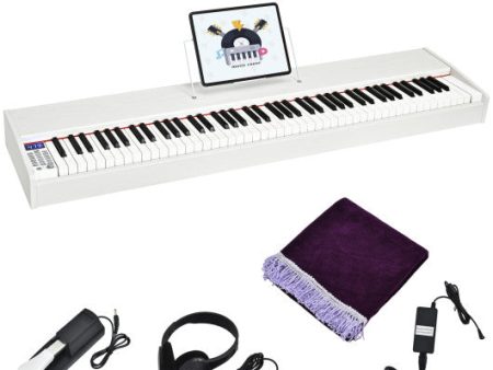 88-Key Full Size Digital Piano Weighted Keyboard with Sustain Pedal-White Hot on Sale