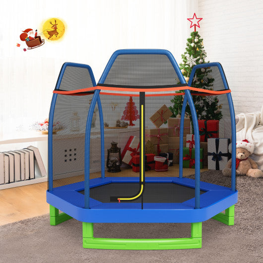 7 Feet Kids Recreational Bounce Jumper Trampoline-Blue on Sale