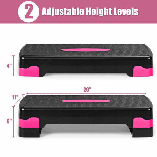 26 Inch Height Adjustable Aerobic Exercise Step Deck with Non-Slip Surface-Black on Sale