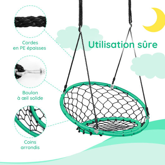 Net Hanging Swing Chair with Adjustable Hanging Ropes-Green For Cheap