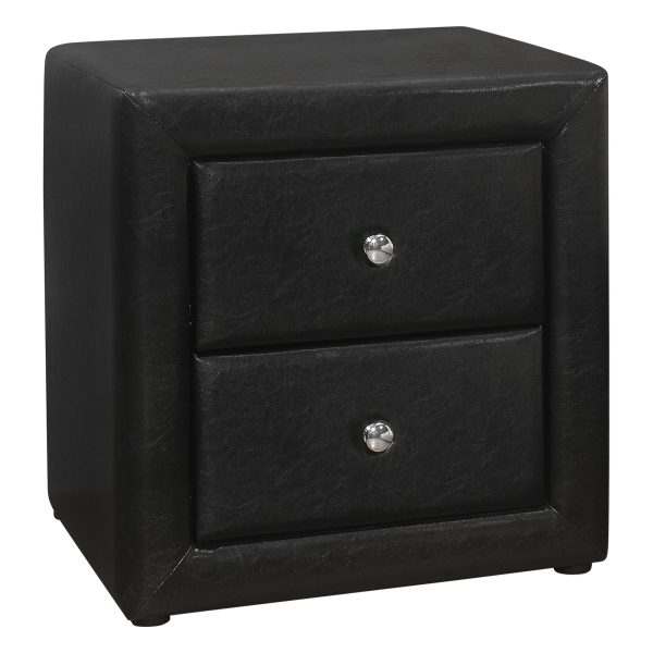 21  Black Faux Leather Two Drawer Nightstand Discount