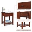 Set of 2 Nightstand with Storage Shelf and Pull Handle For Sale