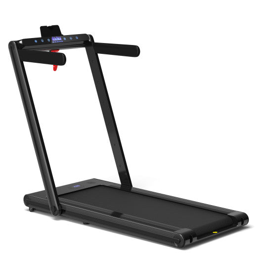 2-in-1 Folding Treadmill with Dual LED Display-Black Sale