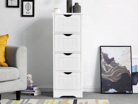 Floor Wooden Free Standing Storage Side Organizer for Bathroom-White For Cheap