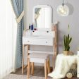 Vanity Table Set with Cushioned Stool and Large Mirror Online