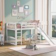 White Twin Traditional Manufactured Wood and Solid Wood Bunk Bed Online Hot Sale