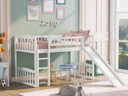 White Twin Traditional Manufactured Wood and Solid Wood Bunk Bed Online Hot Sale