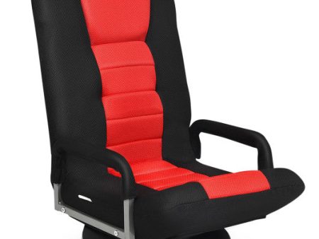 360-Degree Swivel Gaming Floor Chair with Foldable Adjustable Backrest-Red Online Hot Sale