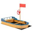 Kids  Pirate Boat Sandbox with Flag and Rudder Supply