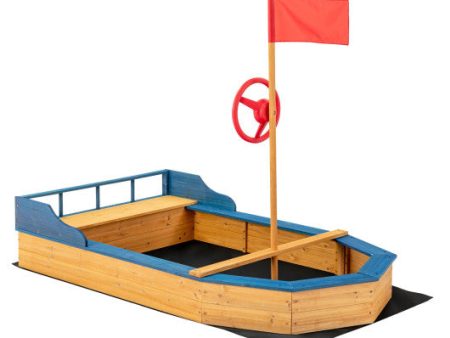 Kids  Pirate Boat Sandbox with Flag and Rudder Supply