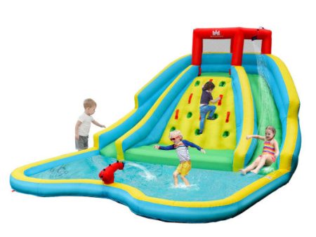 Double Side Inflatable Water Slide Park with Climbing Wall for Outdoor Without Blower For Cheap