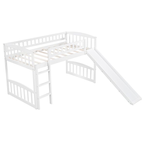 White Twin Traditional Manufactured Wood and Solid Wood Bunk Bed Online Hot Sale