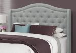 Solid Wood Queen Tufted Gray Upholstered Linen Bed With Nailhead Trim on Sale