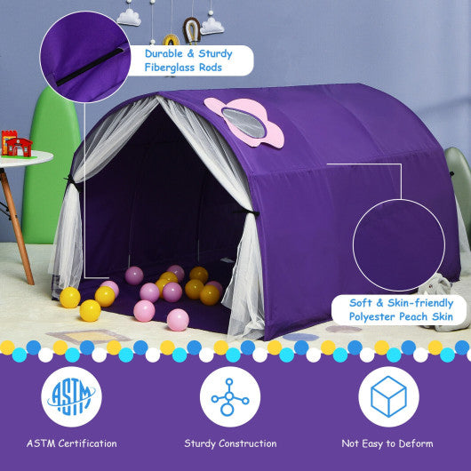 Kids Galaxy Starry Sky Dream Portable Play Tent with Double Net Curtain-Purple Fashion