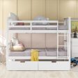 Modern White Full Over Full Bunk Bed with Two Drawers on Sale