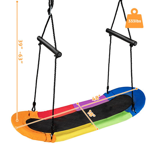 Saucer Tree Swing Surf Kids Outdoor Adjustable Oval Platform Set with Handle-Color For Discount