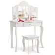 Kids Makeup Dressing Mirror Vanity Table Stool Set on Sale