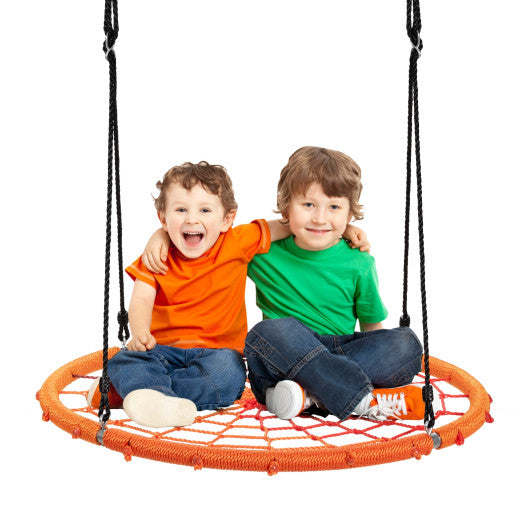 40 Inch Spider Web Tree Swing Kids Outdoor Play Set with Adjustable Ropes-Orange Online now