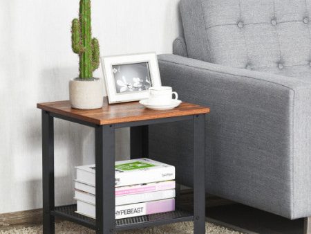 Industrial End Table 2-Tier Side Table-Black For Discount