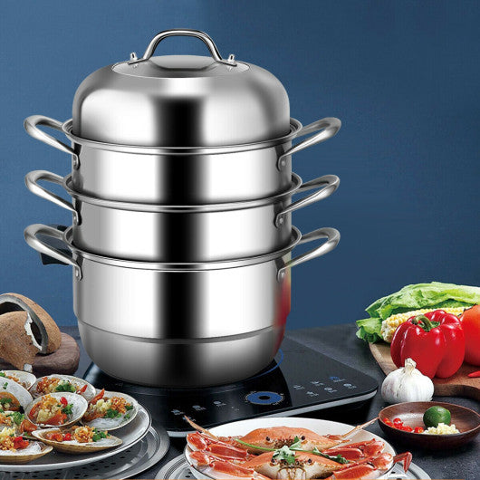 3 Tier Stainless Steel Cookware Pot Saucepot Steamer For Discount