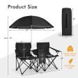 Portable Folding Picnic Double Chair With Umbrella-Black Online now