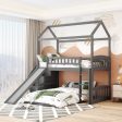 Gray Twin Over Twin PlayHouse Perpendicular Bunk Bed with Slide Sale