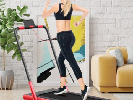 2-in-1 Folding Treadmill with Remote Control and LED Display-Red Cheap