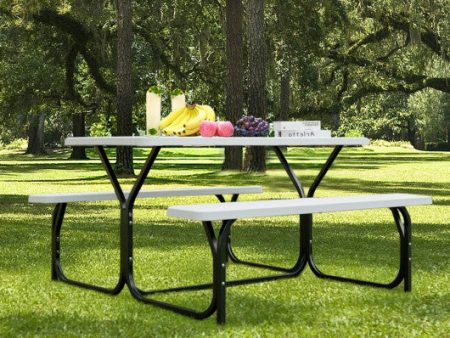 Picnic Table Bench Set for Outdoor Camping -White Hot on Sale