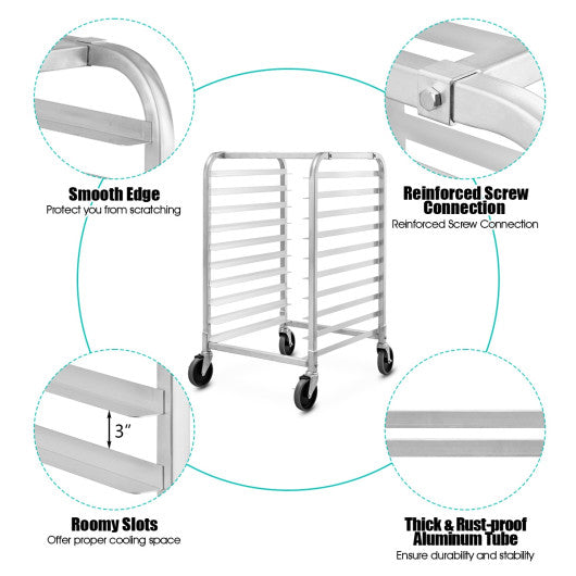 10 Sheets Aluminum Rolling Bakery Pan Rack on Sale