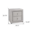 21  Light Gray Velvet Two Drawer Nightstand For Sale