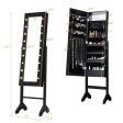 Mirrored Jewelry Cabinet Armoire Organizer w  LED lights-Black Supply