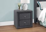 21  Dark Gray Velvet Two Drawer Nightstand Sale