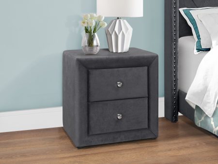 21  Dark Gray Velvet Two Drawer Nightstand Sale