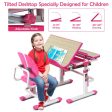 Height Adjustable Kids Study Desk and Chair Set-Pink For Cheap