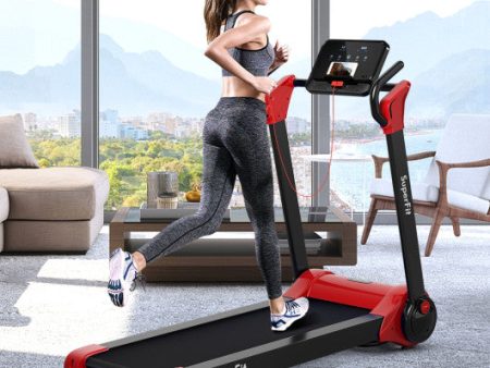 2.25 HP Electric Motorized Folding Running Treadmill Machine with LED Display-Red Online