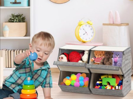 Set of 4 Storage Bins Stackable Cubes with Lid Online Sale